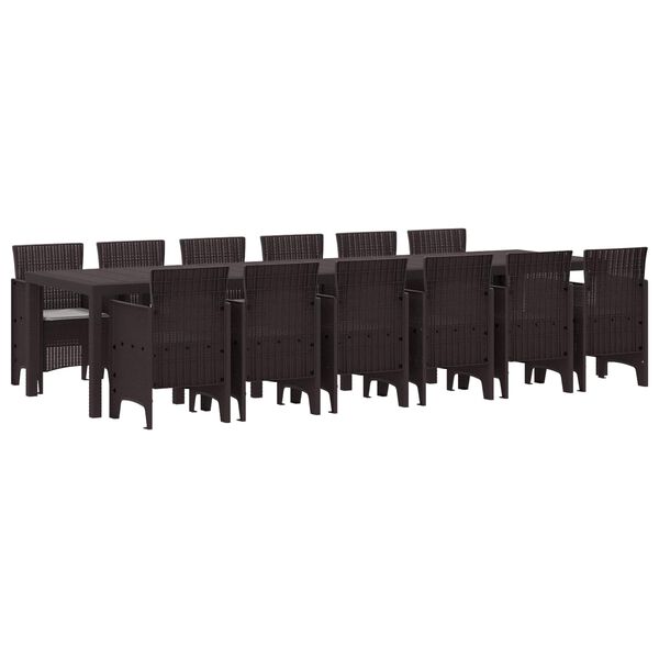 vidaXL Dārza ēdamgalds 13 pcs Brūna Polt rattan