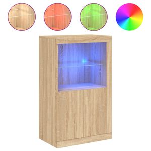 vidaXL skapītis ar LED apgaismojumu, ozolkoka krāsā, inženierijas koks