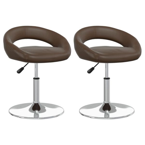 vidaXL grozāmi virtuves krēsli, 2 gab., brūna mākslīgā āda