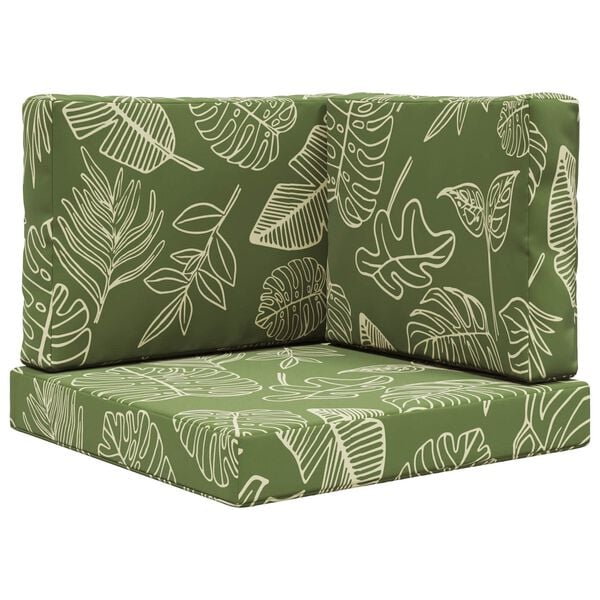 vidaXL Āra dīvāna spilvens 3 pcs Lapu dizains Poliesters