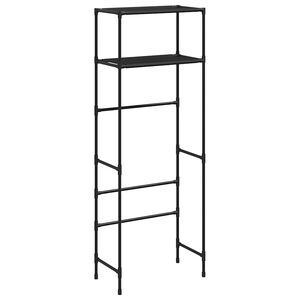 vidaXL plaukts tualetes podam, 2 plaukti, melns, 53,5x28x143 cm