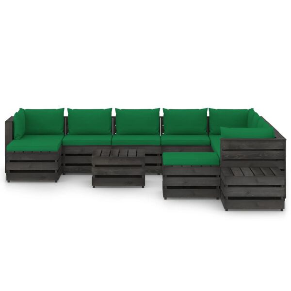 vidaXL 12-daļīgs dārza atpūtas mēbeļu komplekts ar matračiem, koks