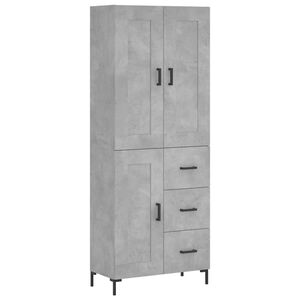 vidaXL augstais skapis, pelēks, 69,5x34x180 cm, inženierijas koks
