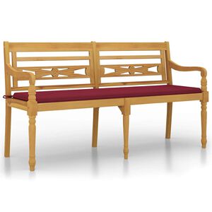 vidaXL sols ar vīnsarkanu matraci, 150 cm, masīvs tīkkoks