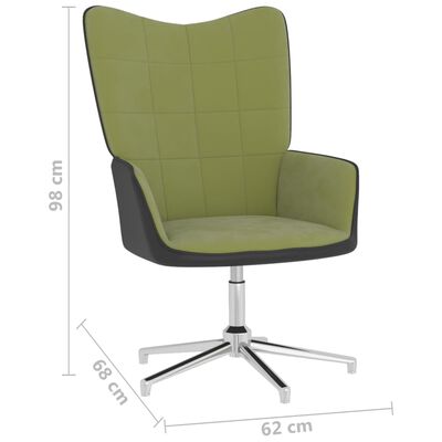 vidaXL atpūtas krēsls ar kāju balstu, gaiši zaļš, samts un PVC