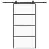 vidaXL bīdāmās durvis ar furnitūru komplektu, melnas, 102,5x205 cm, ESG stikls