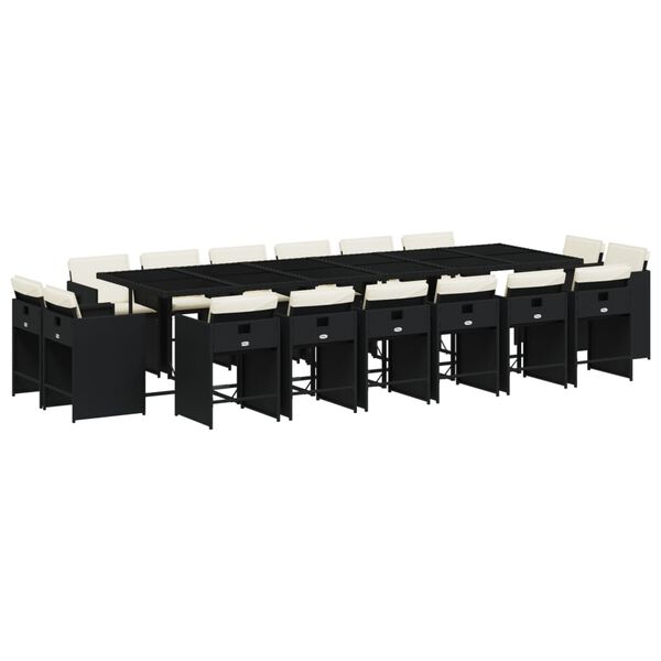 vidaXL 17-daļīgs dārza mēbeļu komplekts ar matračiem, PE rotangpalma