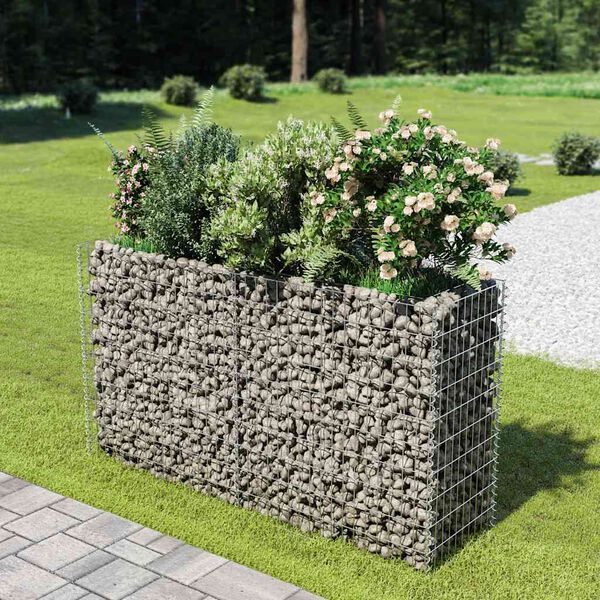 vidaXL gabions, augstā puķu kaste, cinkots tērauds, 180x50x100 cm