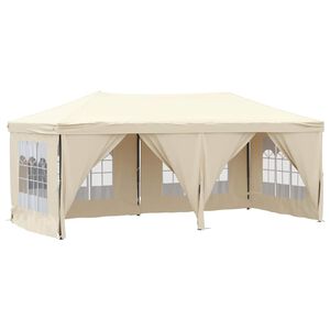 vidaXL saliekama nojume ar sienām, krēmkrāsas, 3x6 m