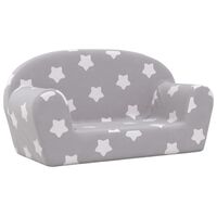 vidaXL divvietīgs bērnu dīvāns, gaiši pelēks ar zvaigznēm, plīšs