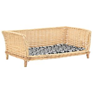 vidaXL suņu gulta ar spilvenu, 90x54x35 cm, dabīgs vītols