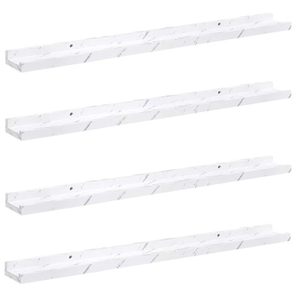 vidaXL Sienas plaukts ar plauktu 4 pcs Balts marmors 80 x 9 x 3 cm
