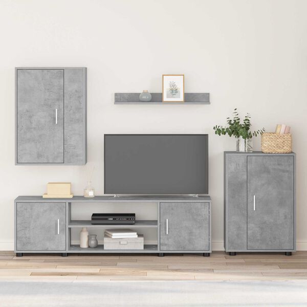 vidaXL TV skapī&scaron;u komplekts 4 pcs Betona pelēks Inženierijas koks