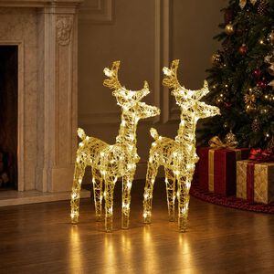 vidaXL Ziemassvētku ziemeļbrieži, 2 gab., 80 silti baltas LED, akrils