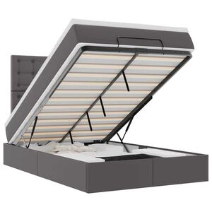 vidaXL Osmaņu gultas rāmis ar matrača pelēks 120x190cm mākslīgā āda