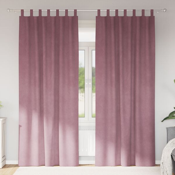 vidaXL Aptum&scaron;ojo&scaron;ie aizkari 2 pcs Tum&scaron;s rozā 140 x 260 cm Samts