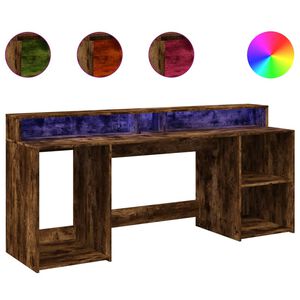 vidaXL rakstāmgalds, LED, ozola krāsa, 200x55x91 cm, inženierijas koks