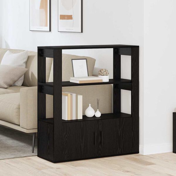 vidaXL Puse Melns ozols 30 x 80 x 90 cm Inženierijas koks