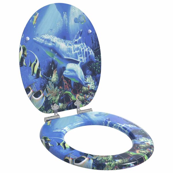 vidaXL Mīksta aizvēr&scaron;anās tualetes sēdeklis Zila 44 x 38 cm