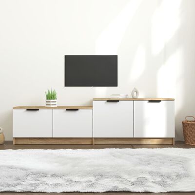vidaXL TV skapītis, balts, ozolkoka, 158,5x36x45 cm, inženierijas koks