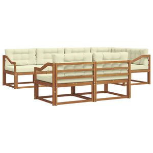 vidaXL Āra dīvānu komplekts ar spilvenu 7 pcs Dabisks un krējuma