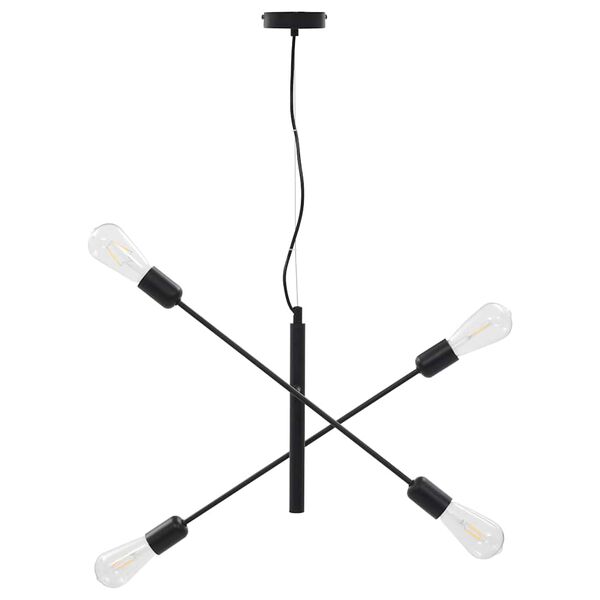 vidaXL griestu lampa ar kvēlspuldzēm, 2 W, E27, melna