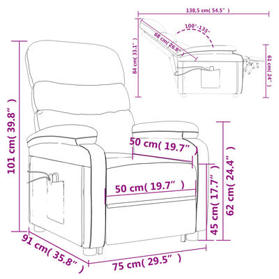 vidaXL masāžas krēsls, paceļams, melna mākslīgā āda