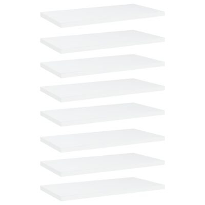vidaXL plauktu dēļi, 8 gab., balti, 40x20x1,5 cm, skaidu plāksne