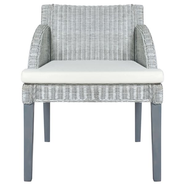 vidaXL virtuves krēsls ar spilvenu, dabīgā rotangpalma, pelēks