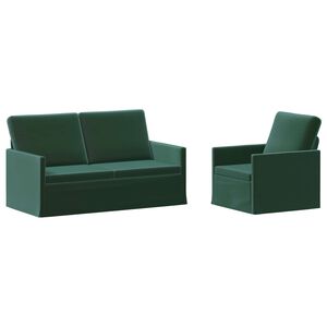 vidaXL Dīvānu komplekts 2 pcs Tum&scaron;i zaļ&scaron; Samts