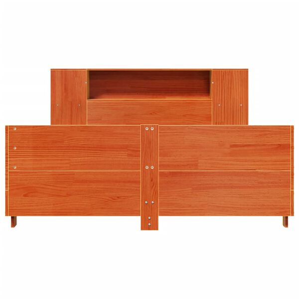 vidaXL gulta bez matrača, vaska brūnas, 120x200 cm, priedes masīvkoks