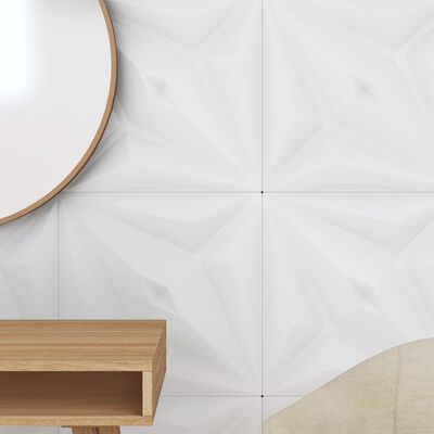 vidaXL sienas paneļi, 12 gab., balti, 50x50 cm, EPS, 3 m², zvaigzne