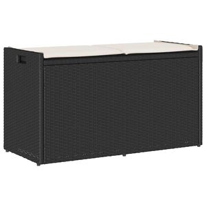 vidaXL āra glabā&scaron;anas sols ar spilvenu melns 100 cm polirotangpalmas