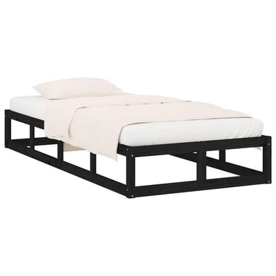 vidaXL gultas rāmis, melns, 100x200 cm, masīvkoks