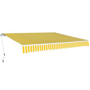 vidaXL sarullējama markīze, dzeltena/balta, 400 cm, manuāli darbināma
