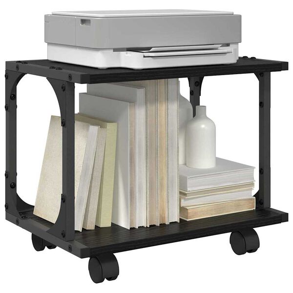 vidaXL Printera statīvs Melns ozolkoks 41 x 28 x 33.5 cm