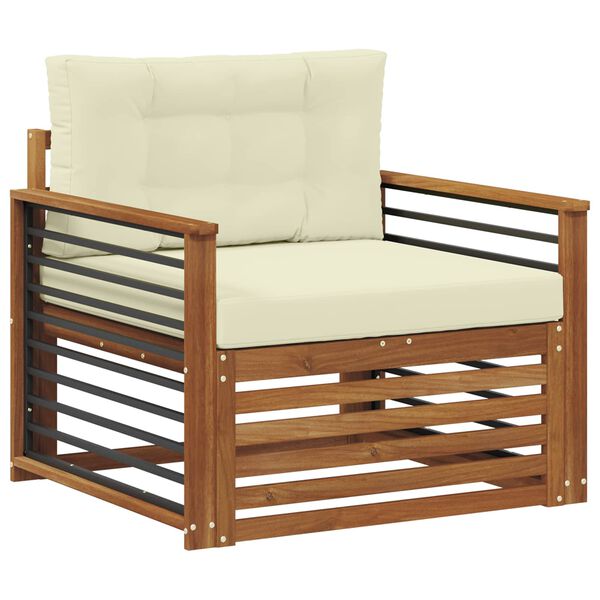 vidaXL Āra dīvānu komplekts Cieta akācijas koks un poliesters Dabiska