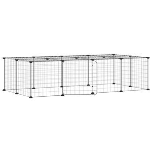vidaXL 20 paneļu mājdzīvnieku būris ar durvīm, melns, 140x70x35cm, tērauds
