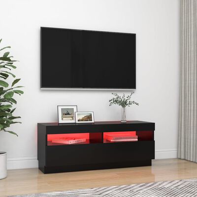 vidaXL TV galdiņš ar LED lampiņām, melns, 100x35x40 cm