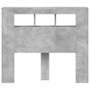 vidaXL gultas galvgalis ar LED, betona pelēks, 120x18,5x103,5 cm, koks