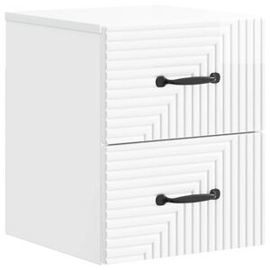 vidaXL Sienā stiprināms nakts skapis Spīdīgi balts 34,5 x 33 x 40 cm