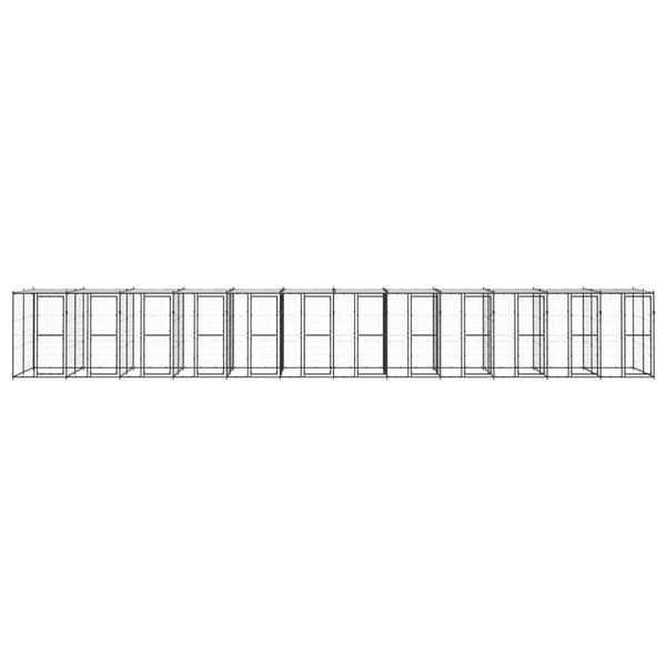 vidaXL suņu voljērs ar jumtu, 29,04 m&sup2;, tērauds