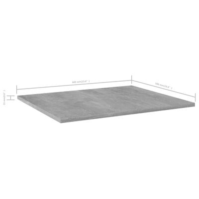 vidaXL plauktu dēļi, 8 gab., betonpelēki, 60x50x1,5 cm, skaidu plāksne