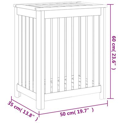 vidaXL veļas kaste, 50x35x60 cm, masīvs tīkkoks