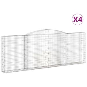 vidaXL arkveida gabiona grozi, 4 gb., 400x30x140/160cm, cinkota dzelzs
