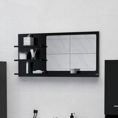 vidaXL vannasistabas spogulis, melns, 90x10,5x45 cm, skaidu plāksne