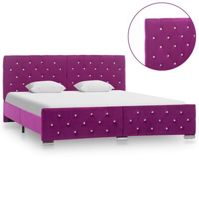 vidaXL gultas rāmis, violets audums, 160x200 cm
