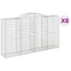 vidaXL arkveida gabiona grozi, 8 gb., 300x50x160/180cm, cinkota dzelzs