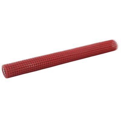 vidaXL stiepļu žogs, tērauds ar PVC pārklājumu, 25x1,5 m, sarkans