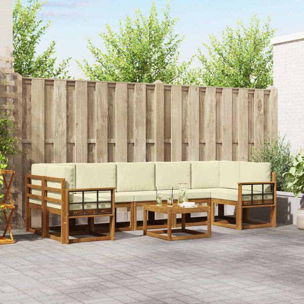 vidaXL Āra dīvānu komplekts ar spilvenu 8 pcs Dabisks un krējuma